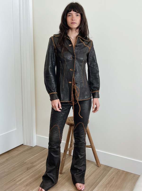 1970s North Beach Leather Set - Black | Garmentory