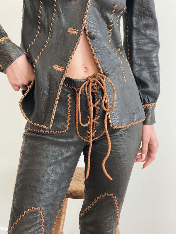 1970s North Beach Leather Set - Black | Garmentory