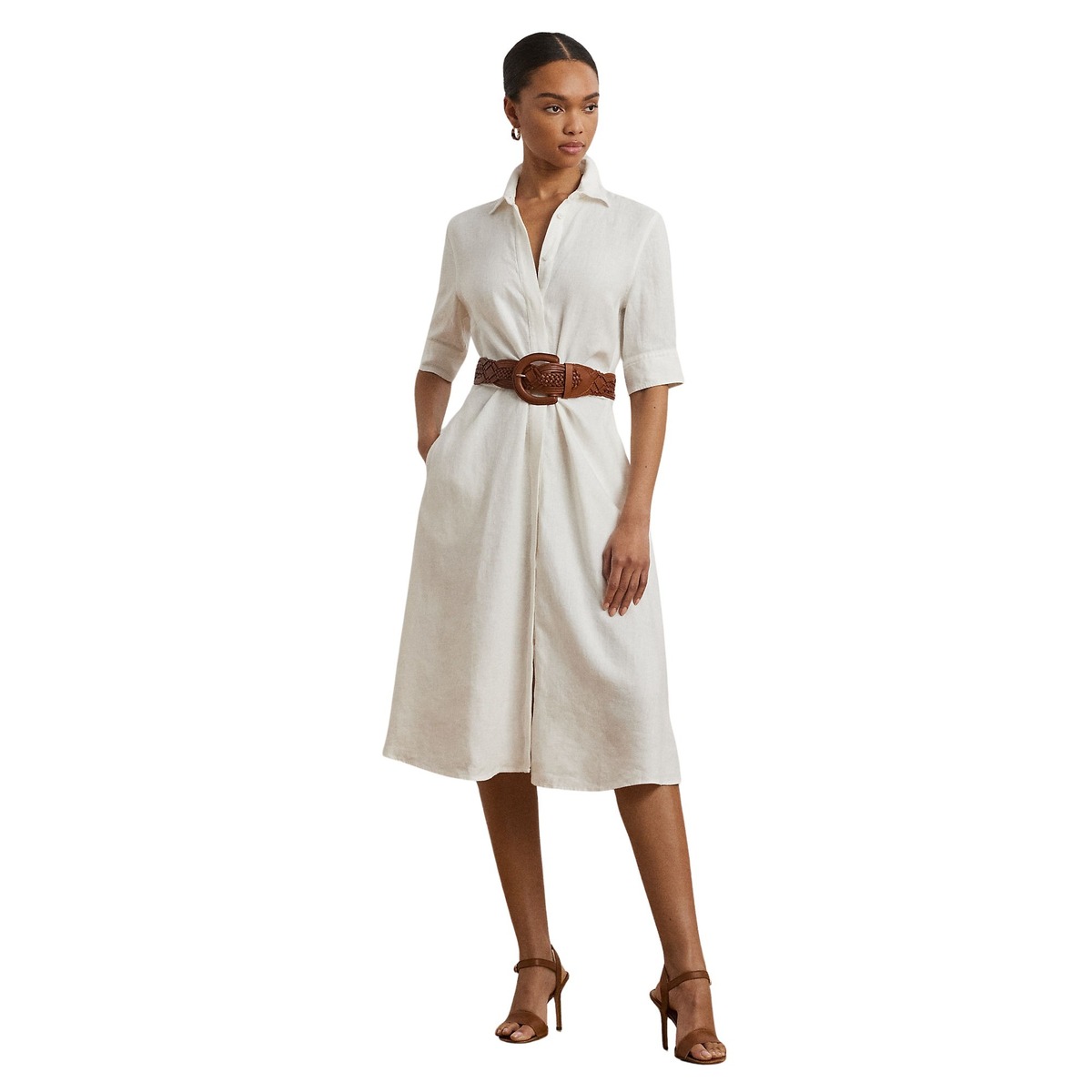 Lauren Ralph Lauren Wakana 3/4 Sleeve Casual Dress - White | Garmentory Lauren Ralph Lauren Wakana 3/4 Sleeve Casual Dress - White | Garmentory