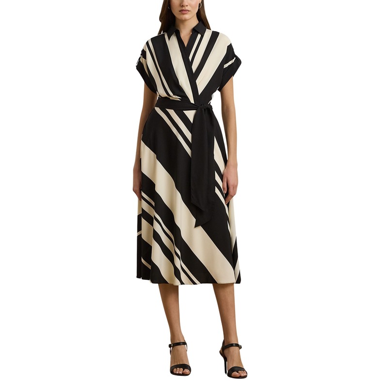 lauren ralph lauren fratillio short sleeve day dress Lauren Ralph Lauren Fratillio Short Sleeve Day Dress - Cream Black