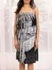 Leeann Huang Lenticular Pleat Tiered Dress - Black/Gray - Thumbnail 3