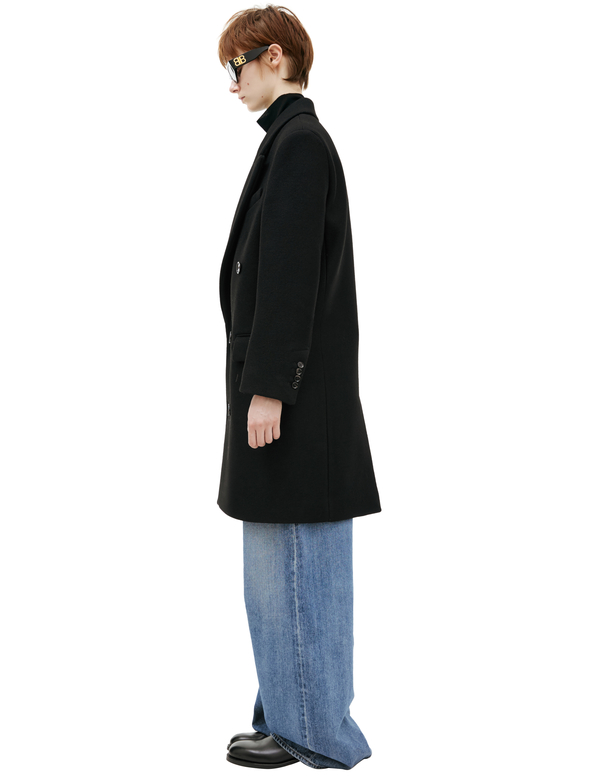 AMI Paris Double-Breasted Wool Coat - Black | Garmentory