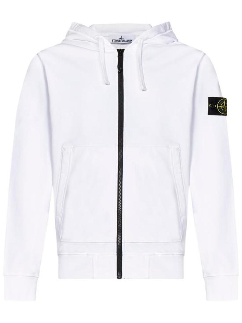 Mens Hoodies White Stone Island Hoodie STONE ISLAND Logo Hoodie