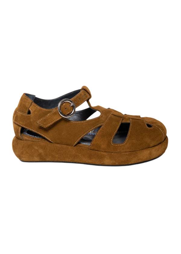 Nicole Saldana Florence Fisherman Sandal - Brown Suede | Garmentory