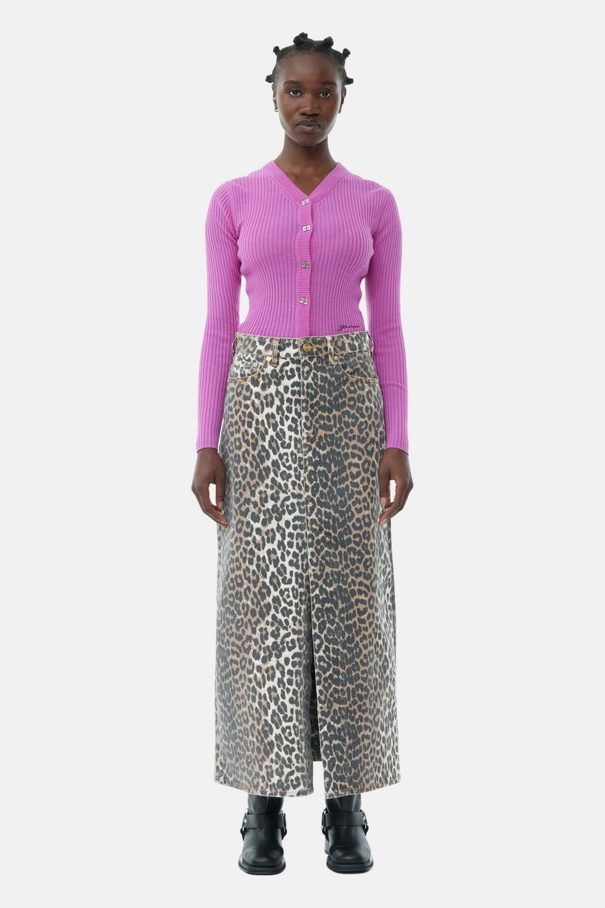 【関税＆送料込み】Ganni Denim Animalier Skirt Ganni Denim Animalier Skirt In Brown | ModeSens