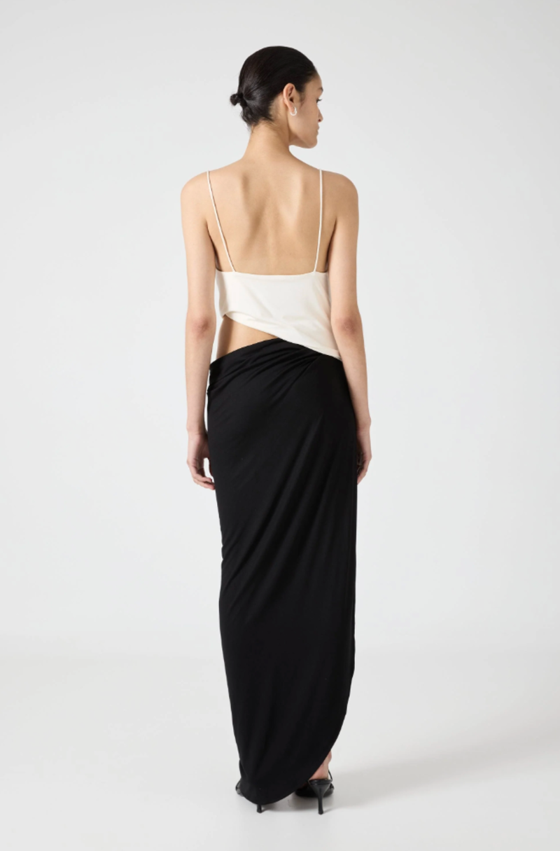 Third Form Cascade Drape Jersey Dress - Cream/Black | Garmentory