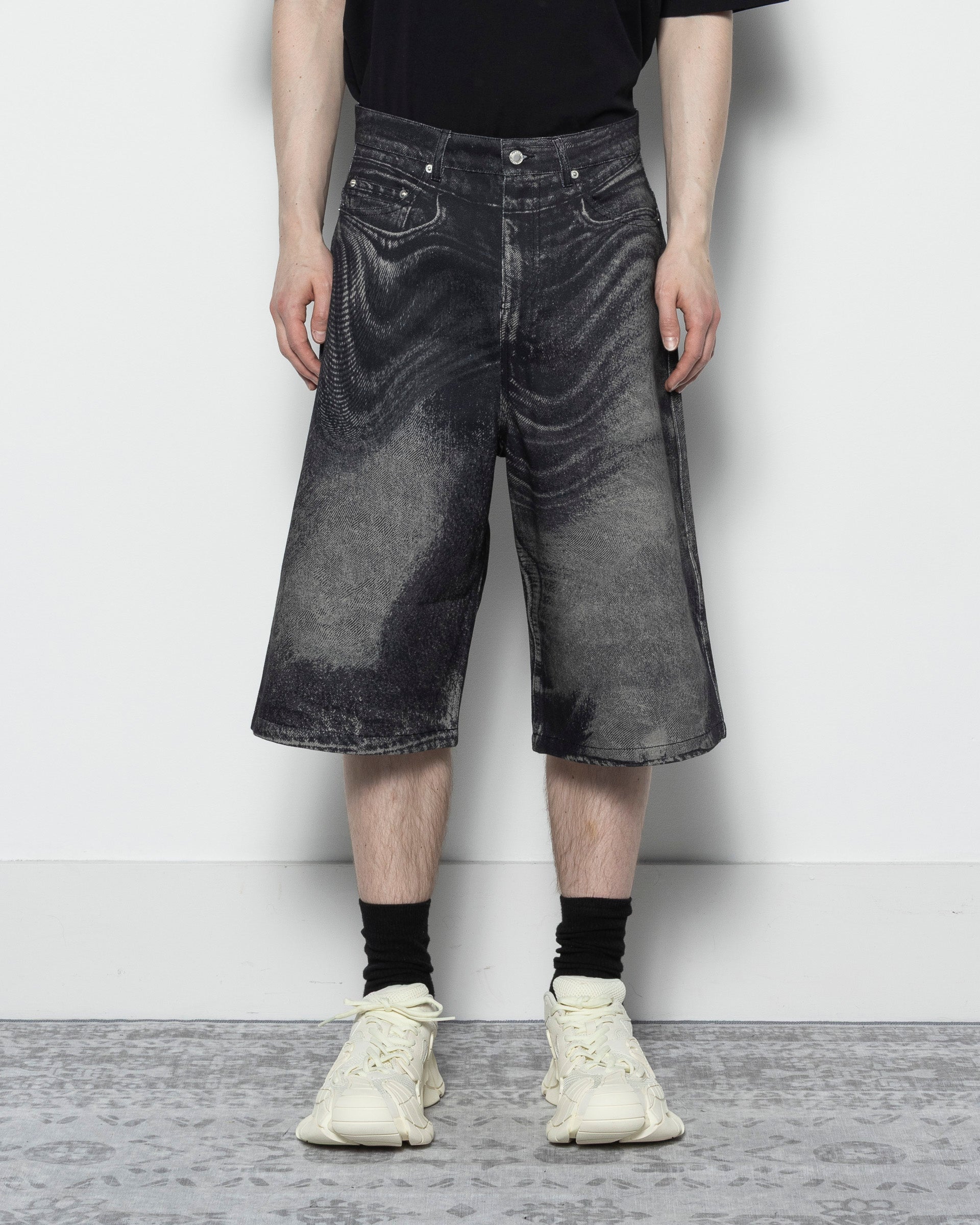 CAMPERLAB Distorted Denim Shorts - Black/Grey | Garmentory