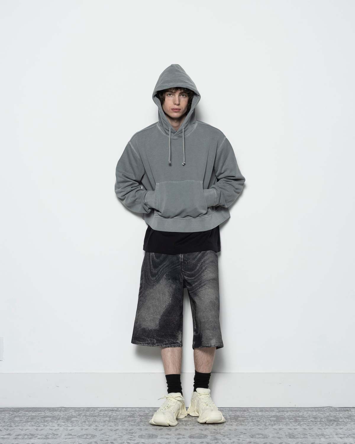 CAMPERLAB Distorted Denim Shorts - Black/Grey | Garmentory