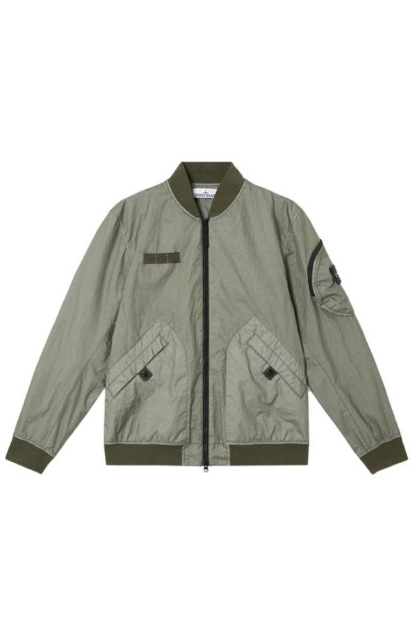 Stone Island Leather Jacket - SGAE Green