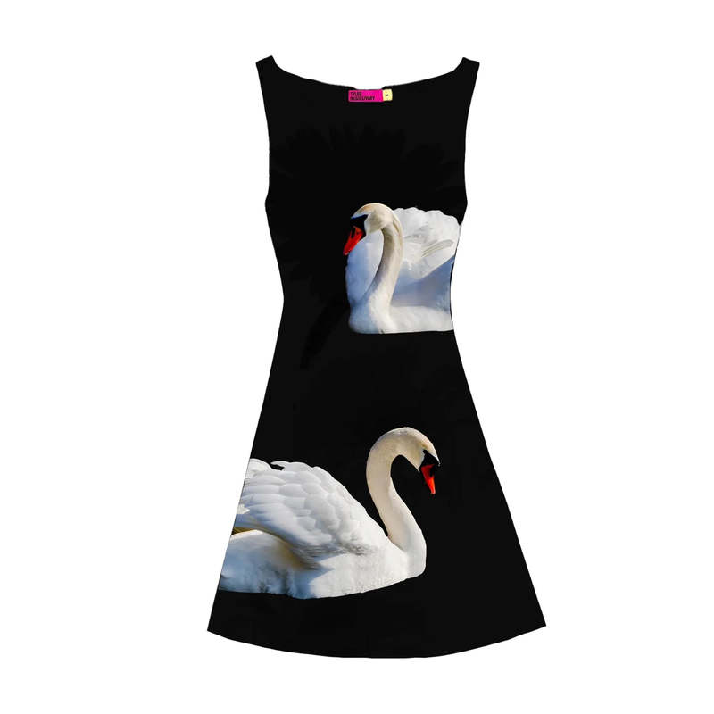 treat ürself Black swan mini dress Elaina Black Rosette Applique Mini Dress - Black | JW PEI