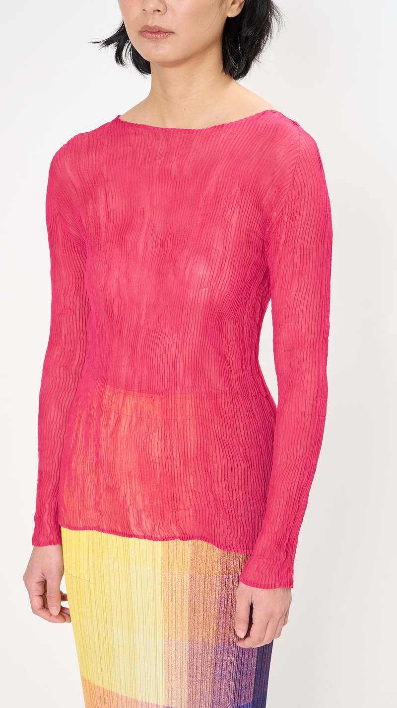 Issey Miyake Chiffon Twist 2 Top - Peony Red | Garmentory