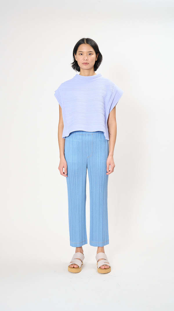 Pleats Please by Issey Miyake Crepe Knit Top - Saxe Blue Pleats Please by Issey Miyake Crepe Knit Top - Saxe Blue