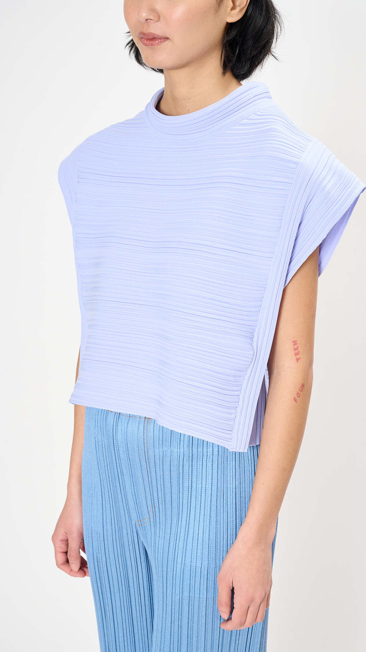 Pleats Please by Issey Miyake Crepe Knit Top - Saxe Blue | Garmentory