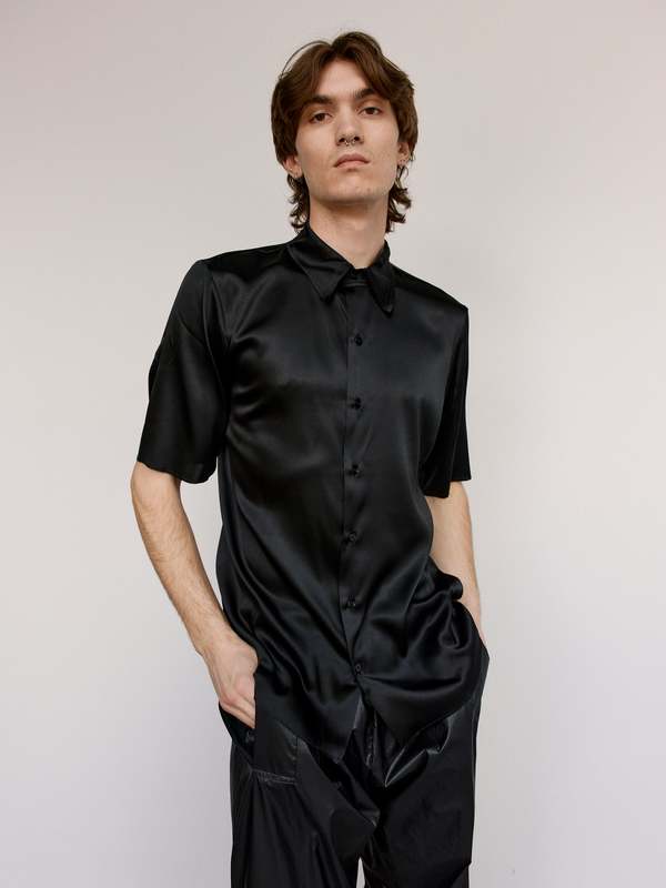 Gabriela Coll Garments NO.307 Short Sleeve Shirt - Black | Garmentory