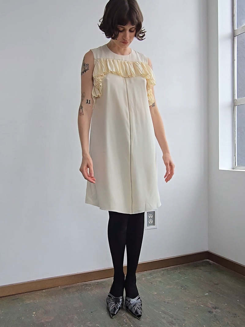 Vintage Chloe Ruffled Dress - Cream | Garmentory Vintage Chloe Ruffled Dress - Cream | Garmentory