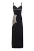 LA FUORI Side Floral Long Dress - Black - Thumbnail 10