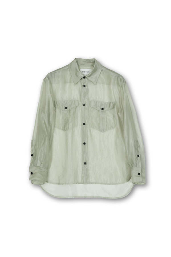 slim fit dress slacks Seersucker Stretch Sage Button-Up Shirt Pocket / Custom Buttons main image 1