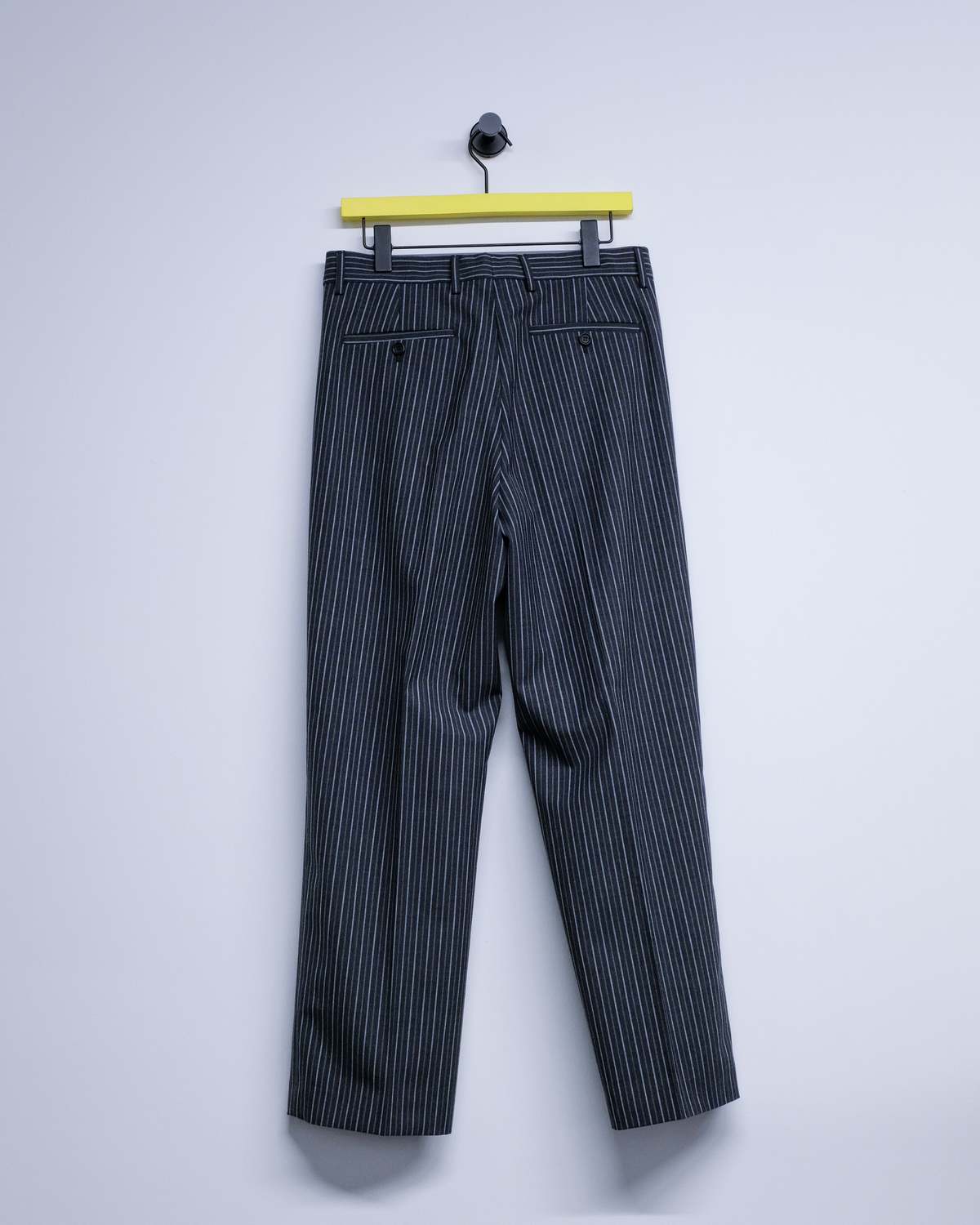 Marni Black Pinstripe Distressed Wool Trousers | Garmentory