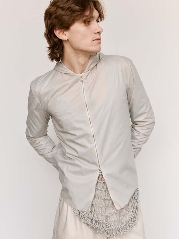 Gabriela Coll Garments NO.258 Technical Hooded Zip Shirt - Stone