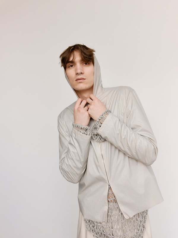 Gabriela Coll Garments NO.258 Technical Hooded Zip Shirt - Stone