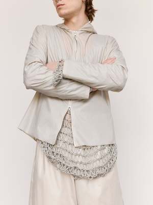 Gabriela Coll Garments NO.258 Technical Hooded Zip Shirt - Stone