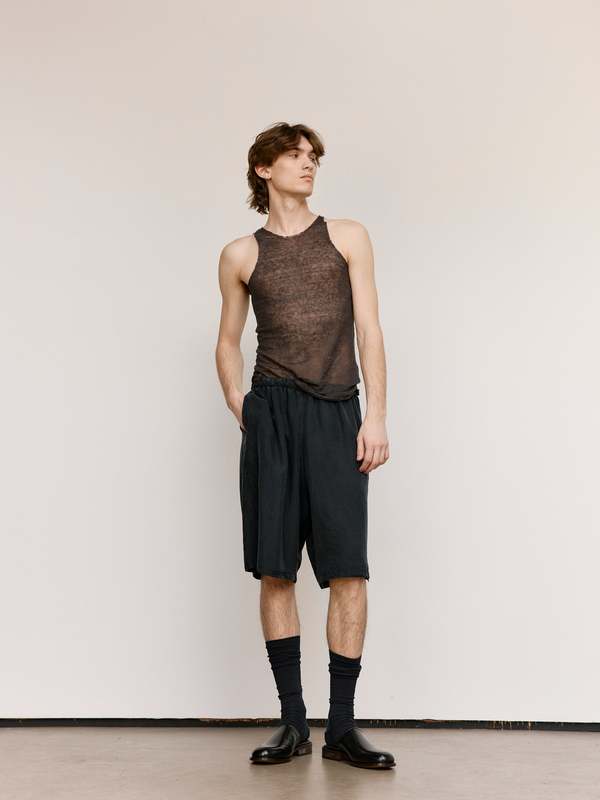 Gabriela Coll Garments NO.73 Linen Jersey Top - Washed Black