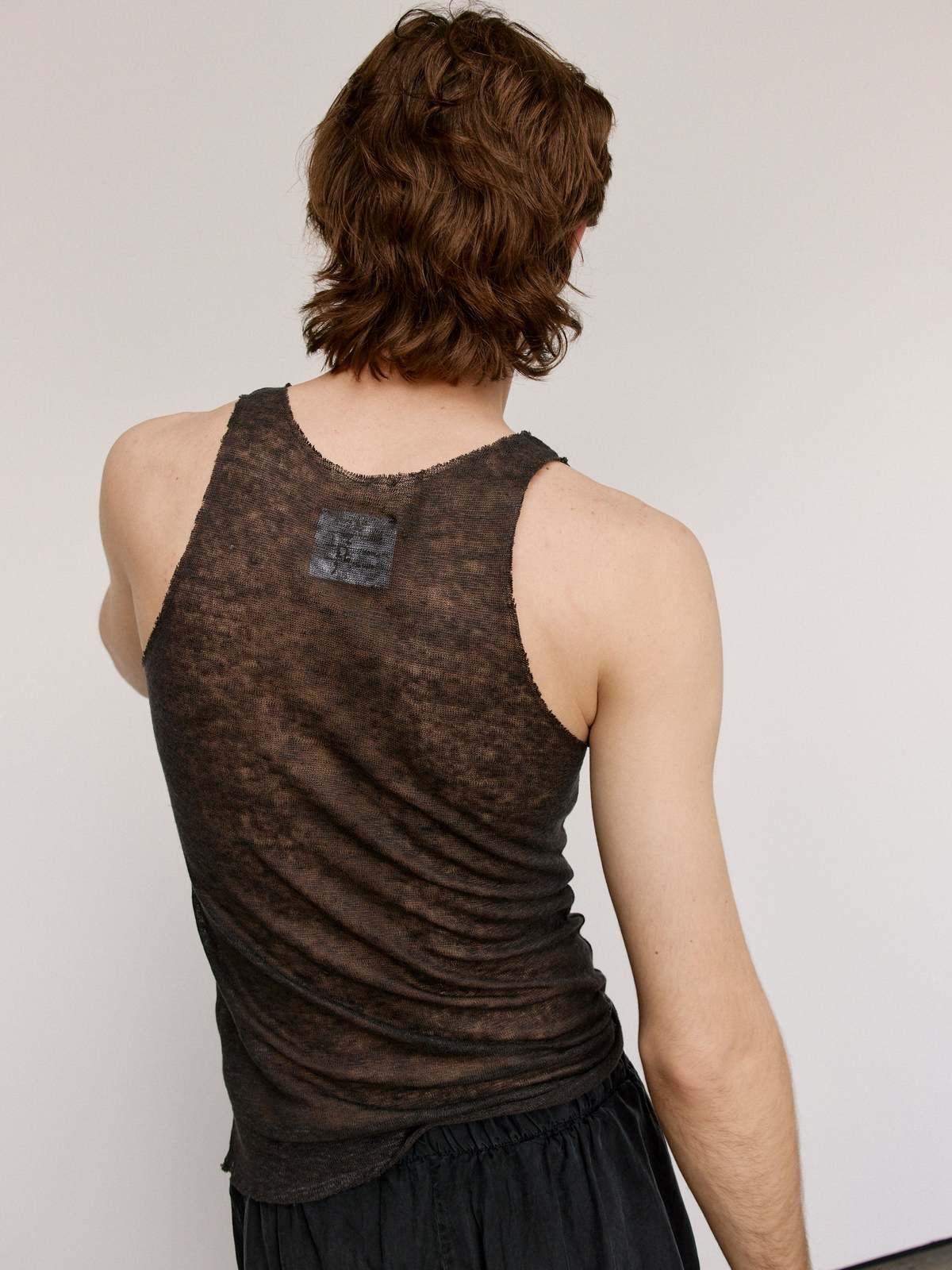 Gabriela Coll Garments NO.73 Linen Jersey Top - Washed Black