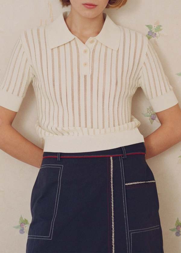 Le Mont S'Michel Sally Sweater - Off White/Camel