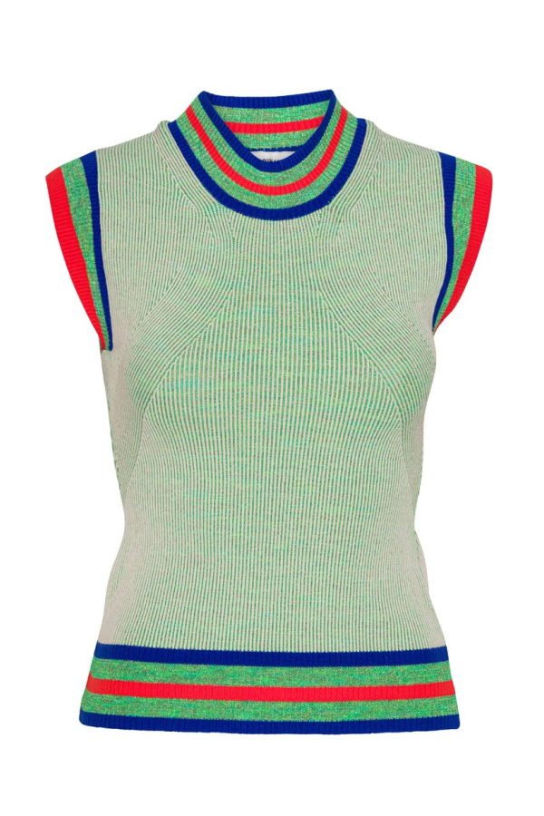 Henrik Vibskov Scuba Knit Top - Green/Beige Grid