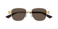 BOTTEGA VENETA Metal Square Sunglasses - Brown/Havana - Thumbnail 1