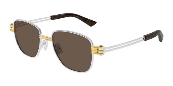 BOTTEGA VENETA Metal Square Sunglasses - Brown/Havana