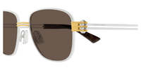 BOTTEGA VENETA Metal Square Sunglasses - Brown/Havana - Thumbnail 3