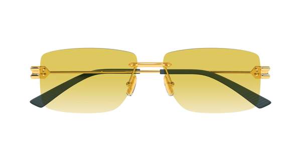 BOTTEGA VENETA Rectangular Metal Sunglasses - Gold/Yellow