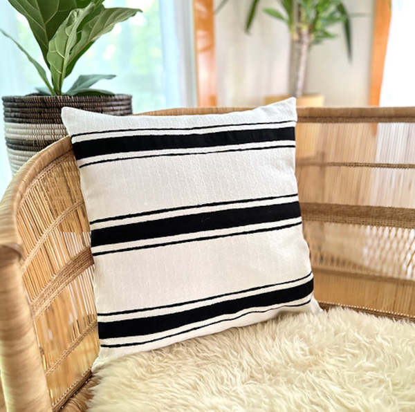 Mbare Striped Sadza Pillow - White