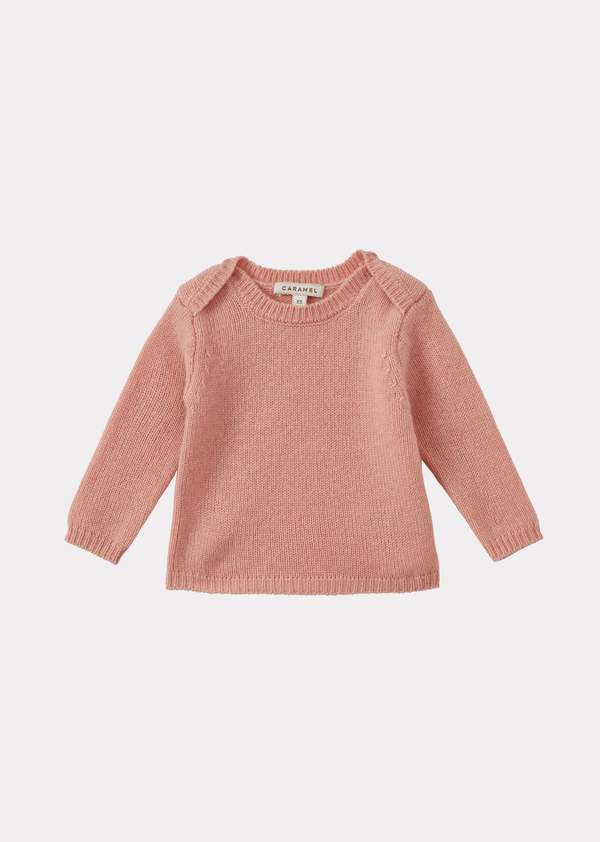 Caramel Galloway Cashmere Baby Jumper - Sugar Pink