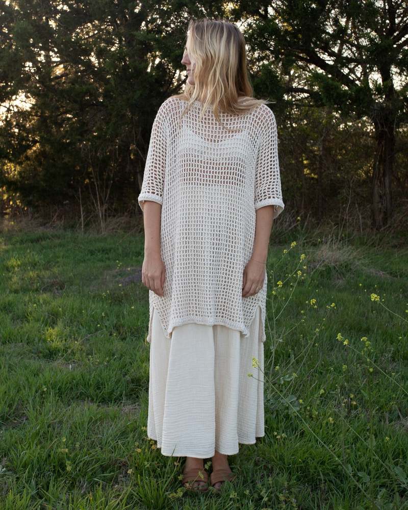 Honest Cotton Marie Crochet Coverup - Cream/Black