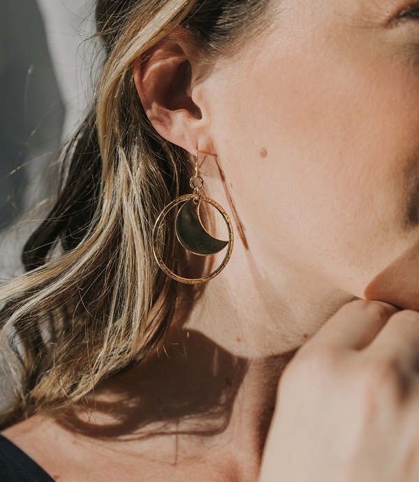 Matr Boomie Diya Crescent Moon Hoop Earrings