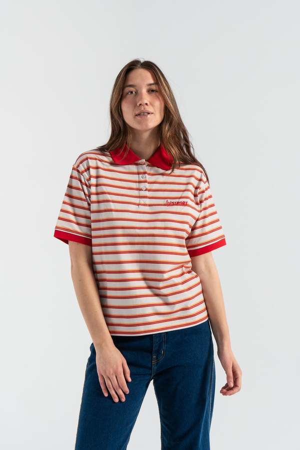 OperaSPORT Luna Polo T-Shirt - Red Orange Stripe