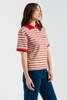 OperaSPORT Luna Polo T-Shirt - Red Orange Stripe - Thumbnail 2
