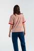 OperaSPORT Luna Polo T-Shirt - Red Orange Stripe - Thumbnail 4