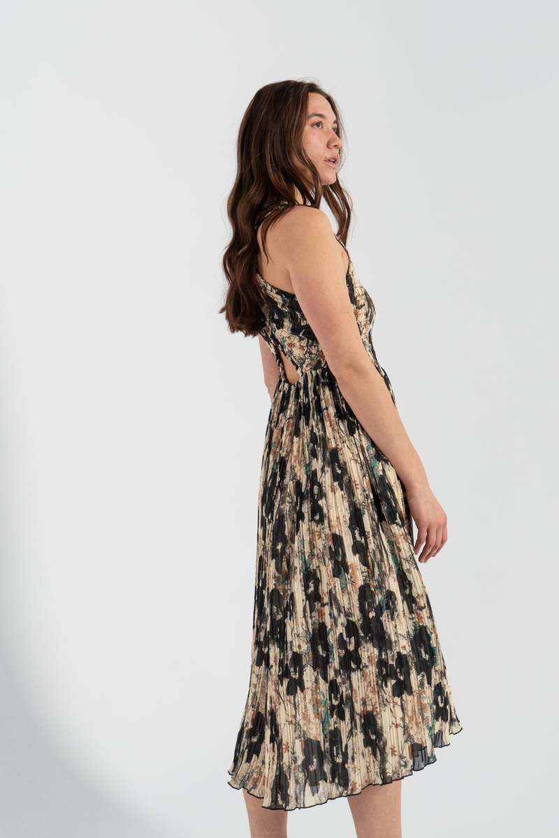 GANNI ♥ Printed Pleats Smock Midi Straps Dress/追跡付 Afterglow Printed Pleats Smock Midi Straps Dress | GANNI