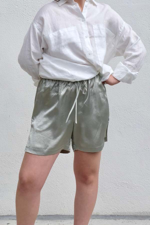 Ali Golden Drawstring Shorts - Sage