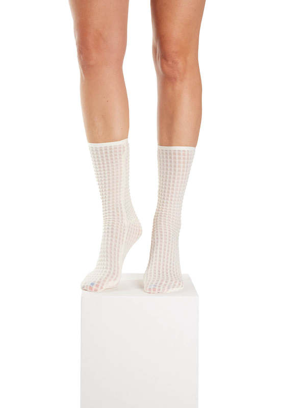 Simone Wild Waffle Ankle Socks - Eggshell