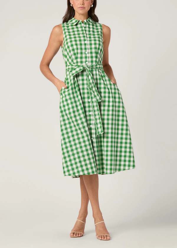 Shoshanna Kendra Dress - Green/Ivory | Garmentory