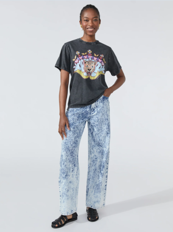 Hayley Menzies Enchanted Leopard T-Shirt - Acid Wash Black