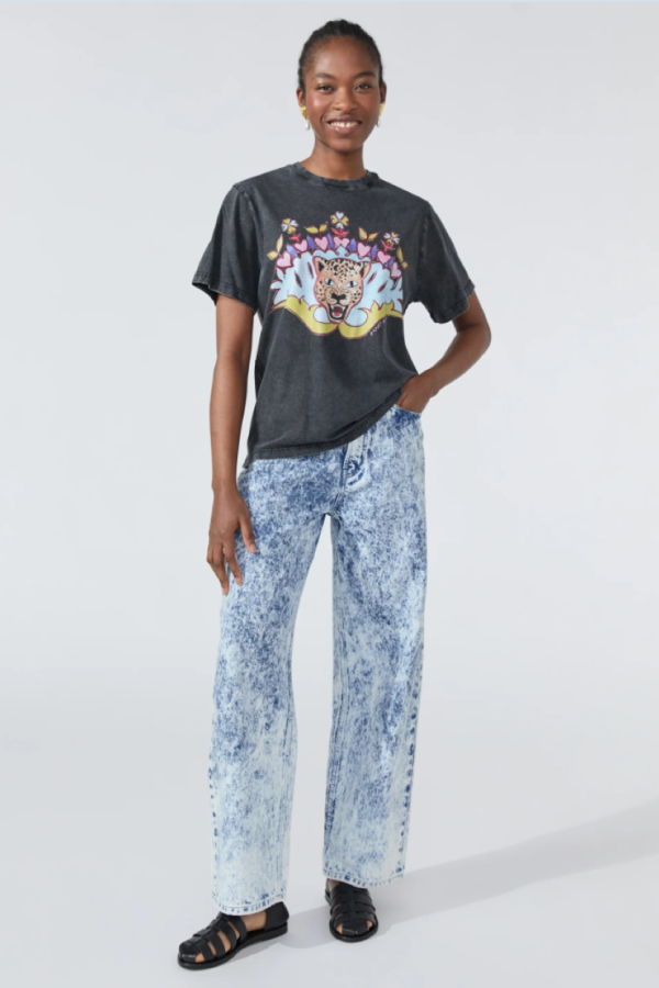 Hayley Menzies Enchanted Leopard T-Shirt - Acid Wash Black