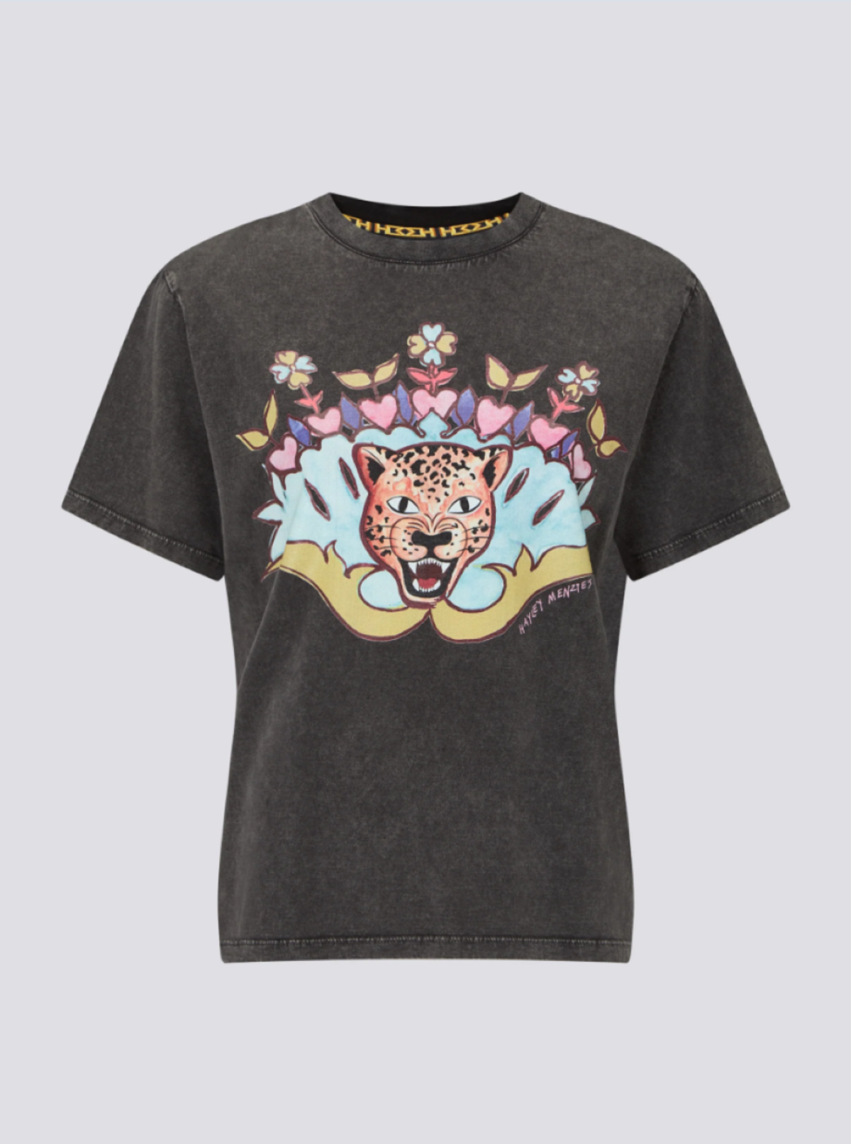 Hayley Menzies Enchanted Leopard T-Shirt - Acid Wash Black - Image 5 of 5
