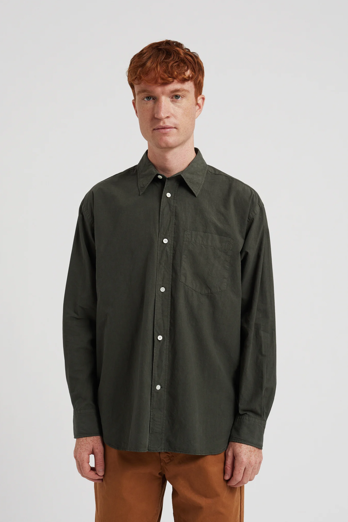 Norse Projects Mo Cotton Tencel Shirt - Black Olive | Garmentory
