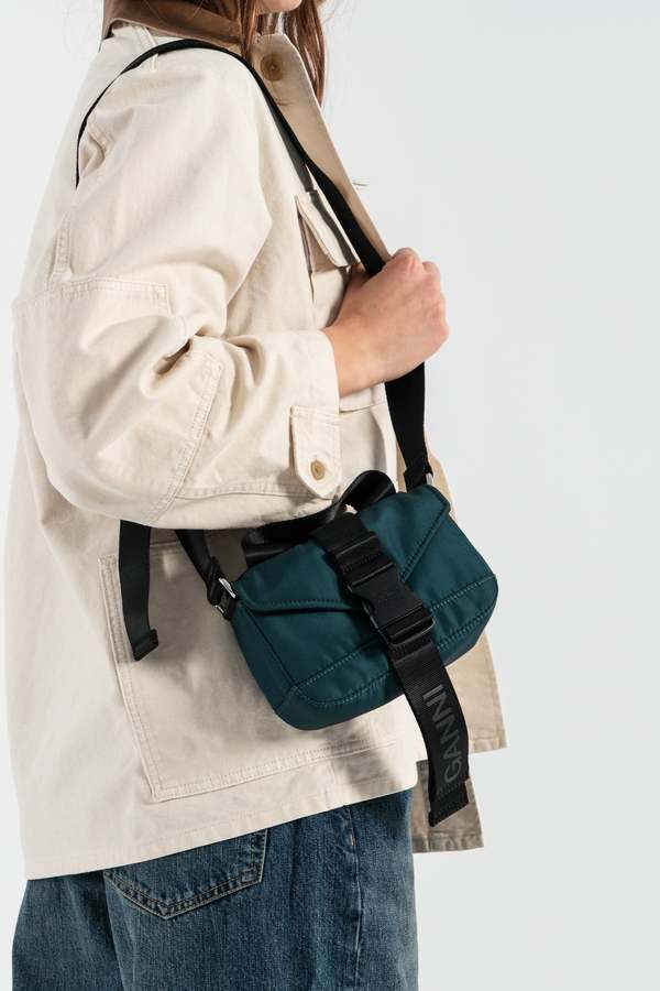 Ganni Recycled Tech Mini Satchel - Forest Night | Garmentory