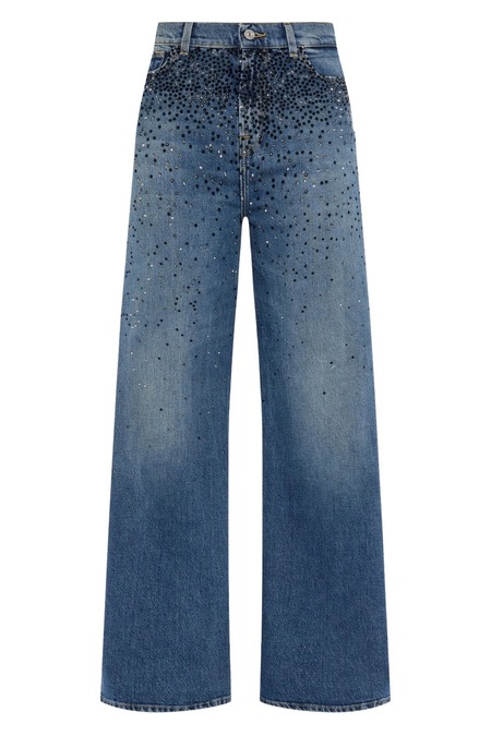 デニム・ジーパン 7 For All Mankind Low Slung Wide Leg Candy With Faded Low Slung Wide Leg Candy With Faded Crystals - Wide Leg